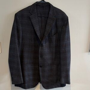 Ermenegildo Zegna Dark Gray  Cashmere Plaid Blazer